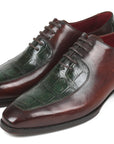 Paul Parkman Beige & Brown Plaid Canvas Derby Shoes (ID