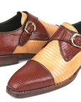 Paul Parkman Beige & Brown Plaid Canvas Derby Shoes (ID