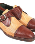 Paul Parkman Beige & Brown Plaid Canvas Derby Shoes (ID