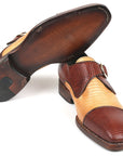 Paul Parkman Beige & Brown Plaid Canvas Derby Shoes (ID
