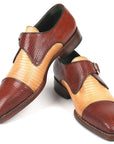 Paul Parkman Beige & Brown Plaid Canvas Derby Shoes (ID