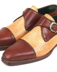 Paul Parkman Beige & Brown Plaid Canvas Derby Shoes (ID