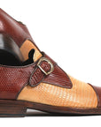 Paul Parkman Beige & Brown Plaid Canvas Derby Shoes (ID