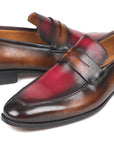 Paul Parkman Brown & Bordeaux Dual Tone Loafers for Men (ID