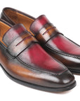 Paul Parkman Brown & Bordeaux Dual Tone Loafers for Men (ID