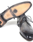 Paul Parkman Men's Gray Medallion Toe Derby Shoes (ID