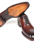 Paul Parkman Goodyear Welted Wholecut Oxfords Brown Hand-Painted (ID