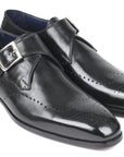 Paul Parkman Wingtip Single Monkstraps Black (ID