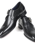 Paul Parkman Wingtip Single Monkstraps Black (ID