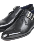 Paul Parkman Wingtip Single Monkstraps Black (ID