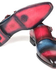 Paul Parkman Captoe Double Monkstraps Blue & Fuxia (ID