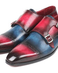 Paul Parkman Captoe Double Monkstraps Blue & Fuxia (ID