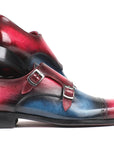 Paul Parkman Captoe Double Monkstraps Blue & Fuxia (ID