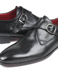 Paul Parkman Black Leather Single Monkstraps (ID