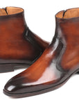 Paul Parkman Brown Burnished Side Zipper Boots (ID