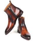 Paul Parkman Brown Burnished Side Zipper Boots (ID