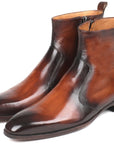 Paul Parkman Brown Burnished Side Zipper Boots (ID