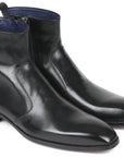 Paul Parkman Black Leather Side Zipper Boots (ID