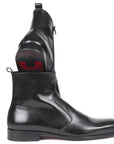 Paul Parkman Black Leather Side Zipper Boots (ID