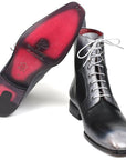 Paul Parkman Men's Gray Burnished Leather Lace-Up Boots (ID