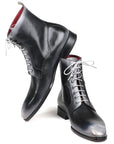 Paul Parkman Men's Gray Burnished Leather Lace-Up Boots (ID