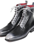 Paul Parkman Men's Gray Burnished Leather Lace-Up Boots (ID