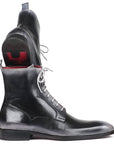 Paul Parkman Men's Gray Burnished Leather Lace-Up Boots (ID
