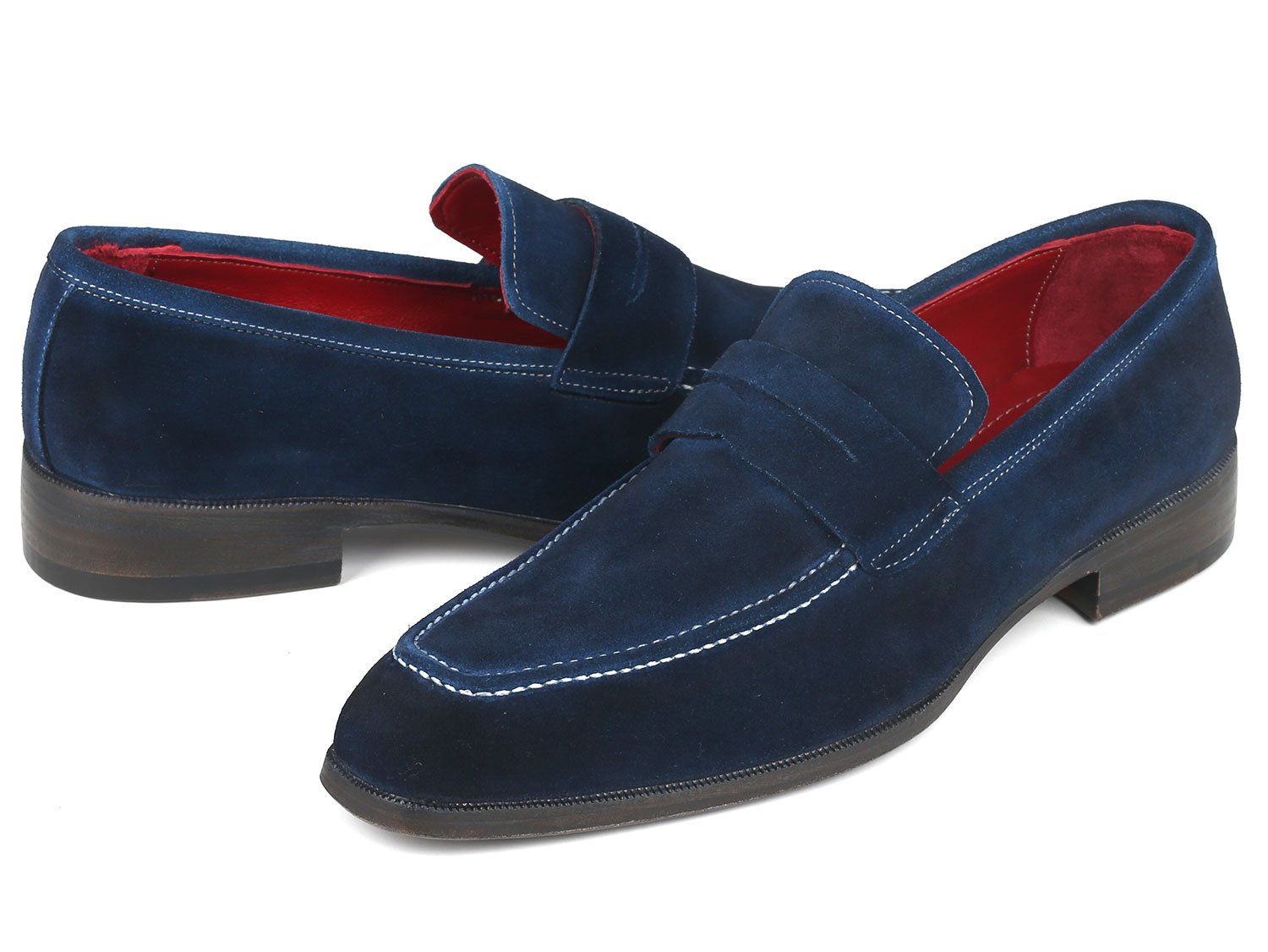 Paul Parkman Men's Penny Loafers Navy Suede (ID