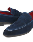 Paul Parkman Men's Penny Loafers Navy Suede (ID