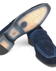 Paul Parkman Men's Penny Loafers Navy Suede (ID