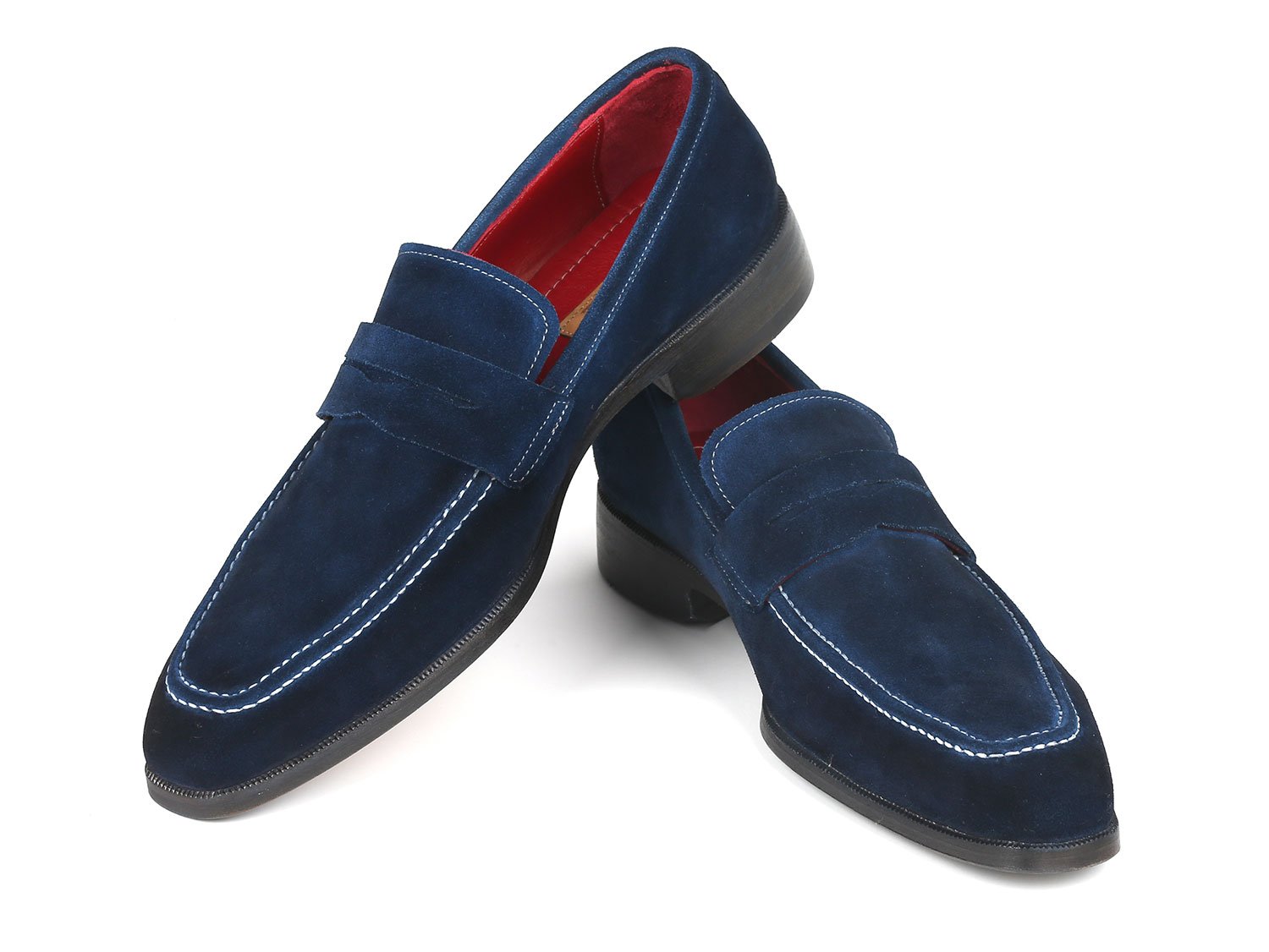 Paul Parkman Men's Penny Loafers Navy Suede (ID