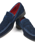 Paul Parkman Men's Penny Loafers Navy Suede (ID