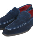 Paul Parkman Men's Penny Loafers Navy Suede (ID