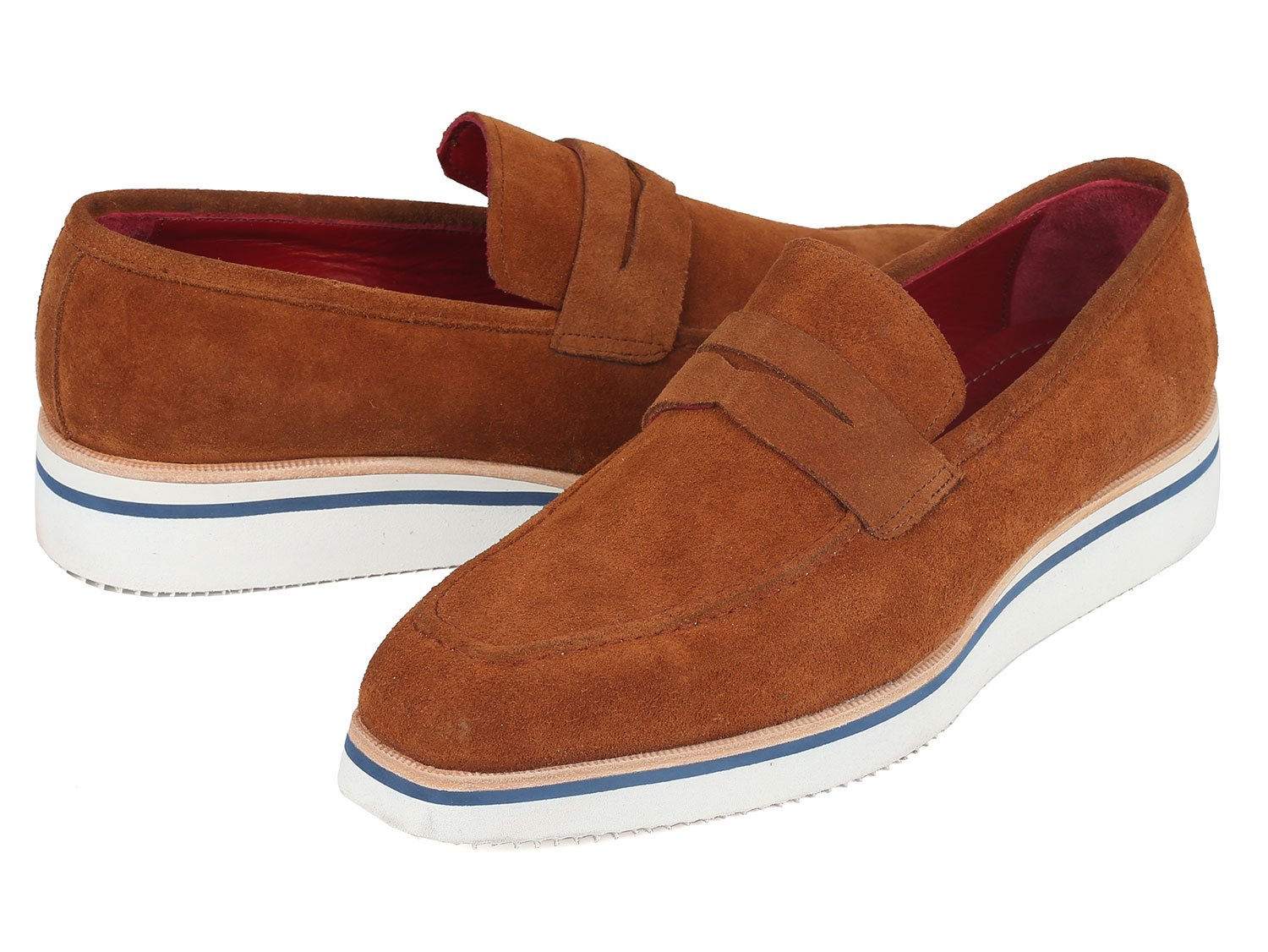 Paul Parkman Men's Smart Casual Penny Loafers Camel Suede (ID