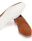 Paul Parkman Men's Smart Casual Penny Loafers Camel Suede (ID