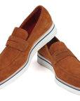 Paul Parkman Men's Smart Casual Penny Loafers Camel Suede (ID