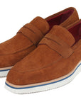 Paul Parkman Men's Smart Casual Penny Loafers Camel Suede (ID