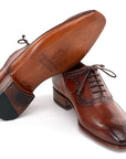 Paul Parkman Men's Brown Burnished Leather Handmade Oxfords (ID