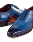 Paul Parkman Opanka Construction Blue Hand-Painted Oxfords (ID
