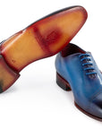 Paul Parkman Opanka Construction Blue Hand-Painted Oxfords (ID