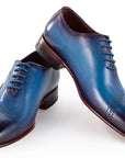 Paul Parkman Opanka Construction Blue Hand-Painted Oxfords (ID