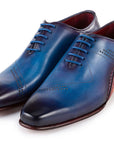 Paul Parkman Opanka Construction Blue Hand-Painted Oxfords (ID