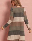 Long Sleeved Rib Stripe Pocket Dress