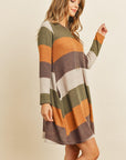 Long Sleeved Rib Stripe Pocket Dress