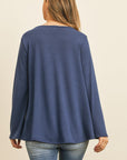 Criss Cross Neck Long Sleeve Hacci Top