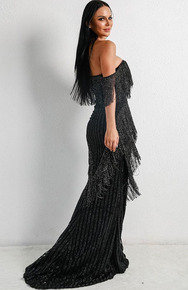 Black Fringe Evening Gown - Toi ‘n’ Moi Ltd