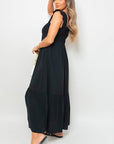 Wide Ruffle Strap Smocked Midi Dress - Toi ‘n’ Moi Ltd