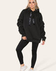 Oversized Ruched Sleeves Hoodie With Satin Ribbon - Toi ‘n’ Moi Ltd