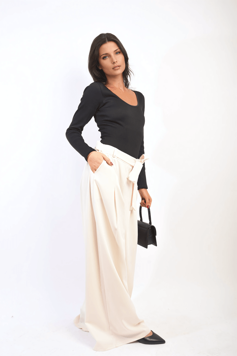 High Waist Belted Wide Leg Trouser - Toi ‘n’ Moi Ltd