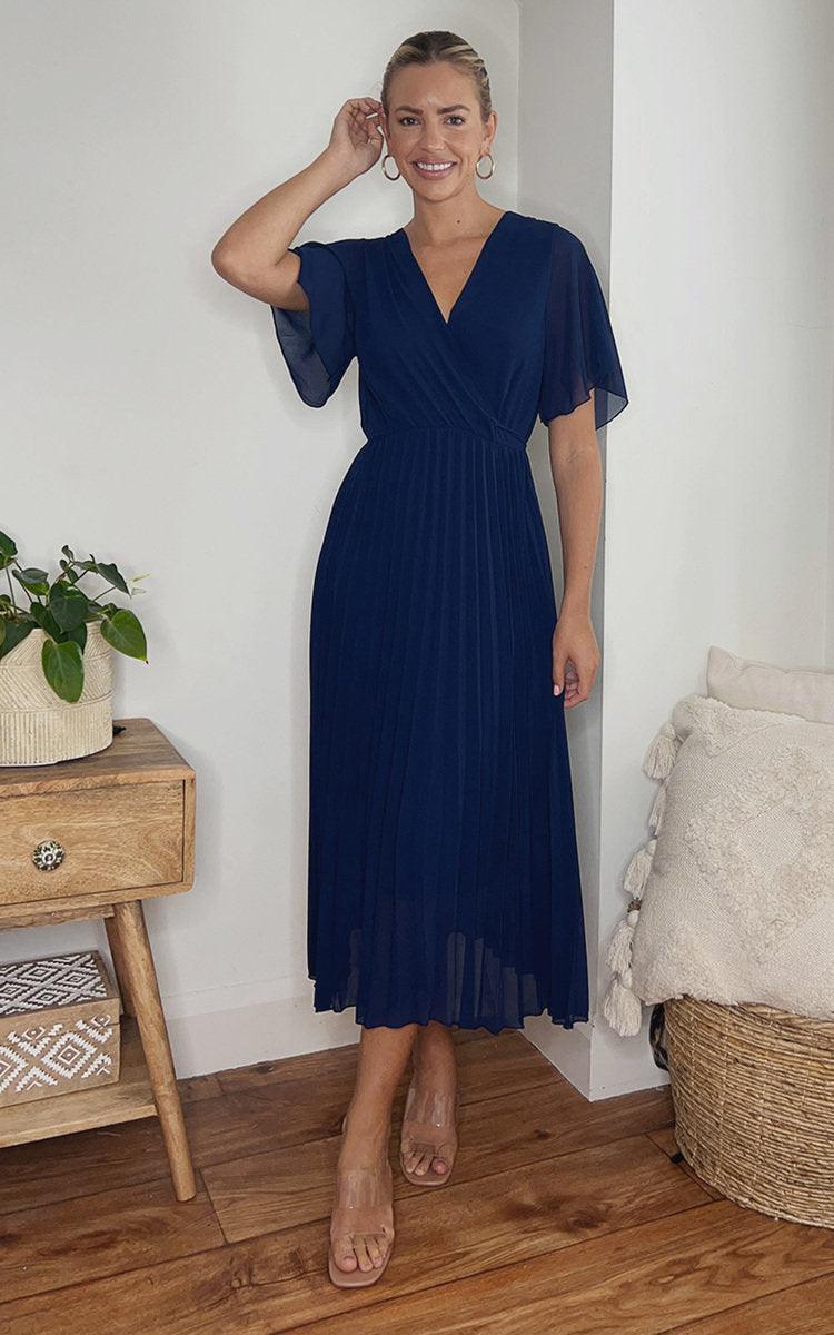 Pleated Wrap Front Maxi Dress - Toi ‘n’ Moi Ltd